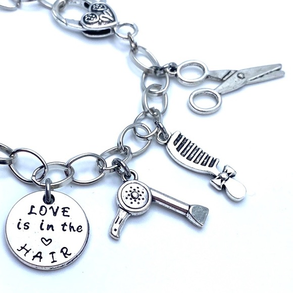 Hair Stylist Charm Bracelet “Love Is In The Hair” Hairdresser Salon Beau… - Picture 4 of 6